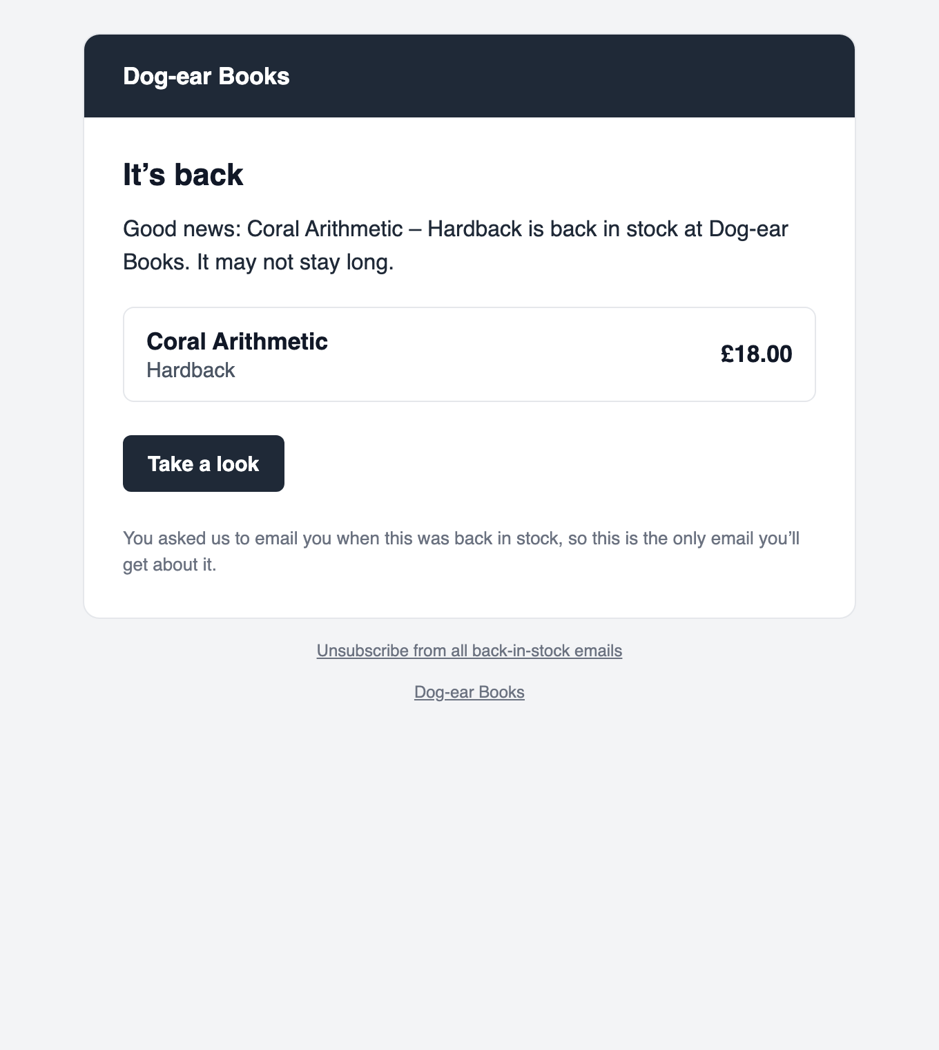 The back-in-stock email