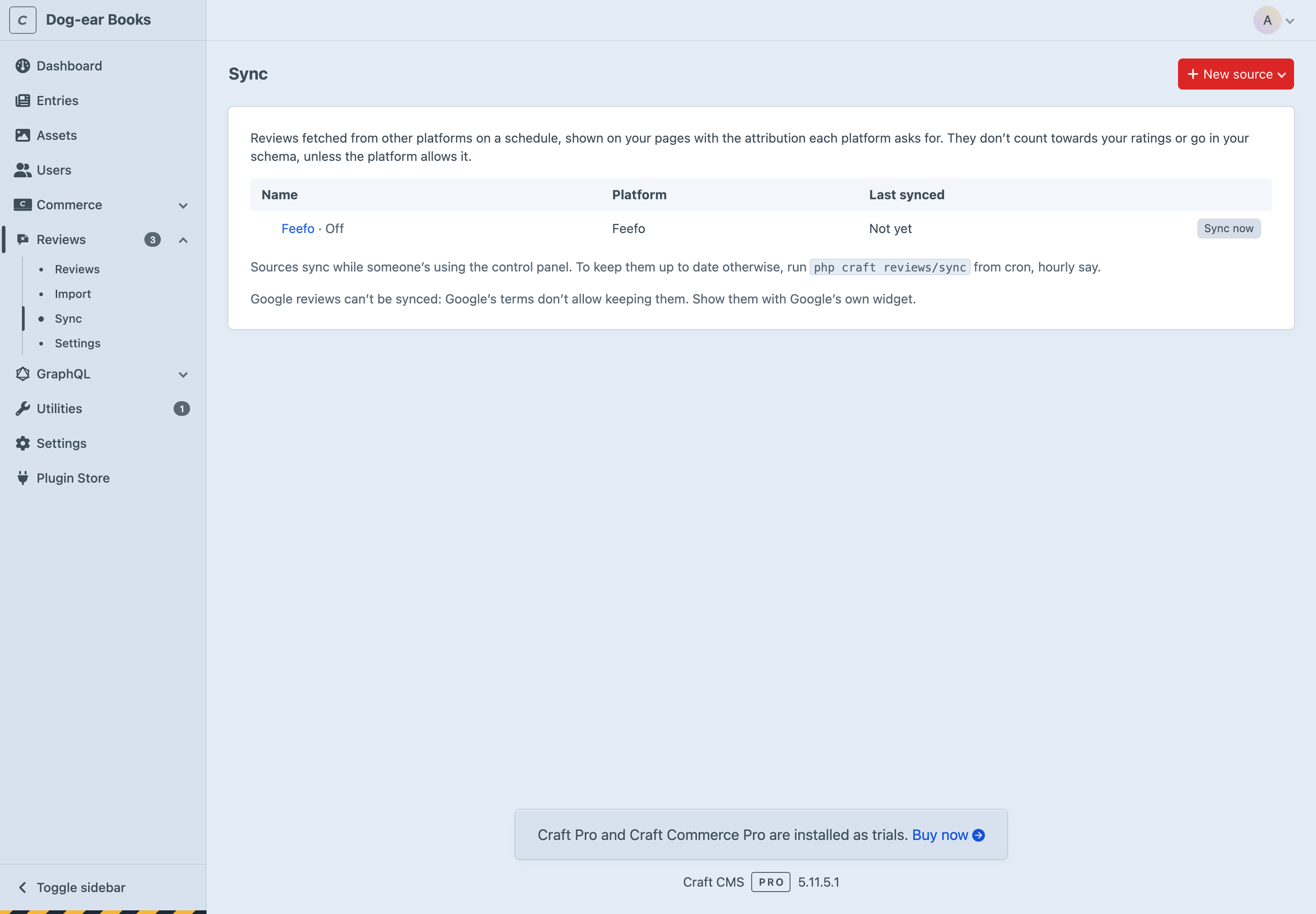 The Sync page