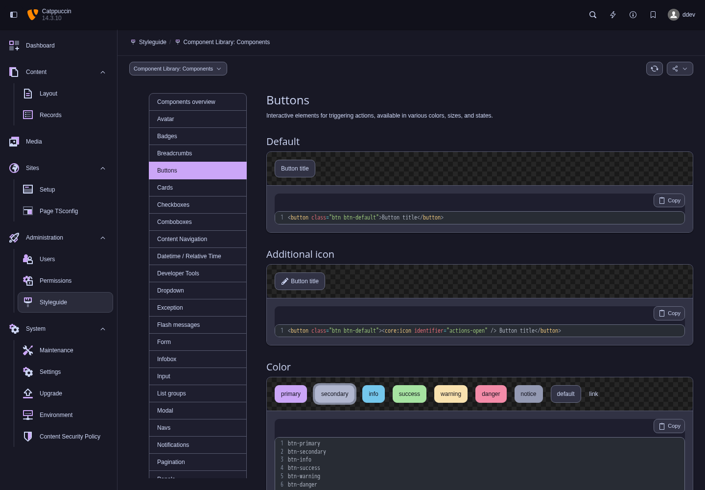 Catppuccin Mocha in the TYPO3 backend