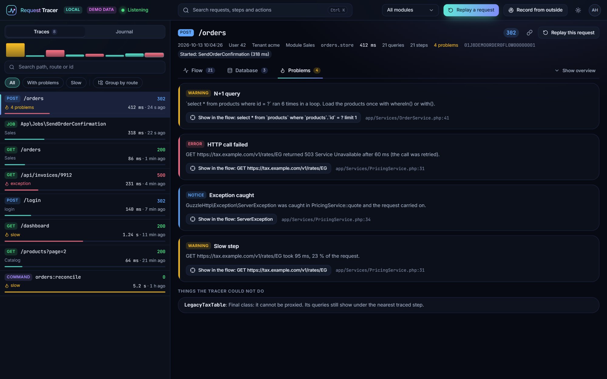 The Problems tab