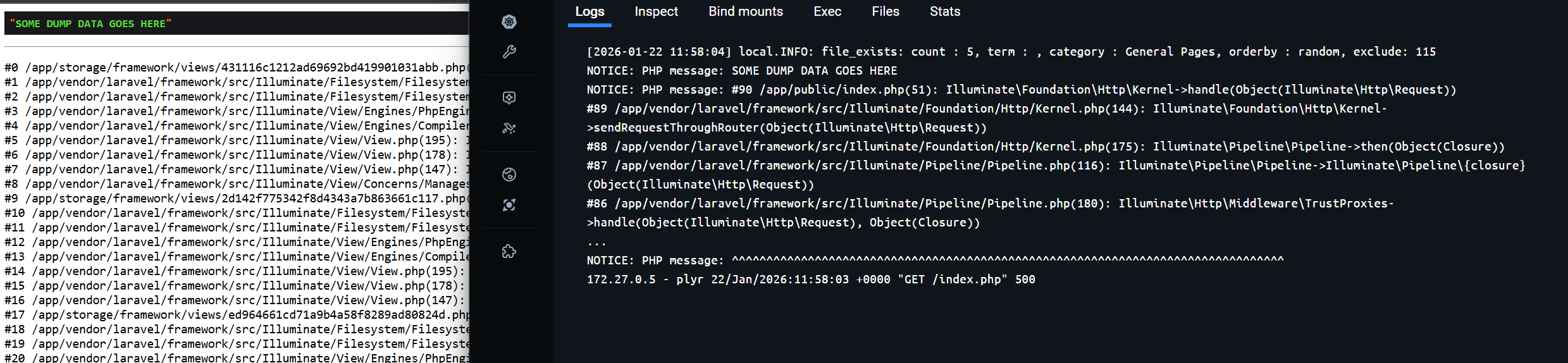 Browser with Console output comparison