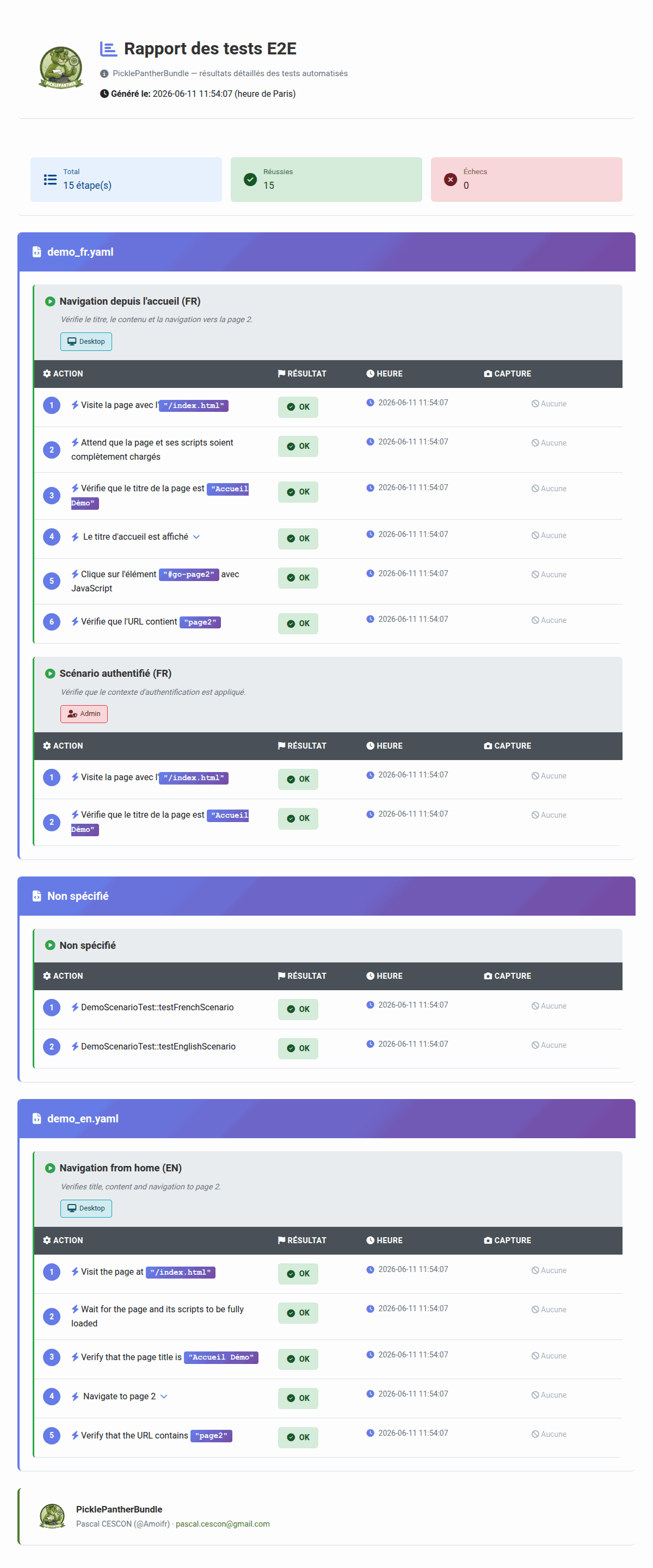 HTML report preview