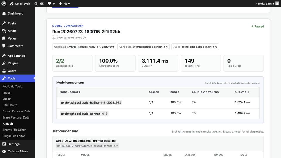 Compare models and inspect evaluation diagnostics