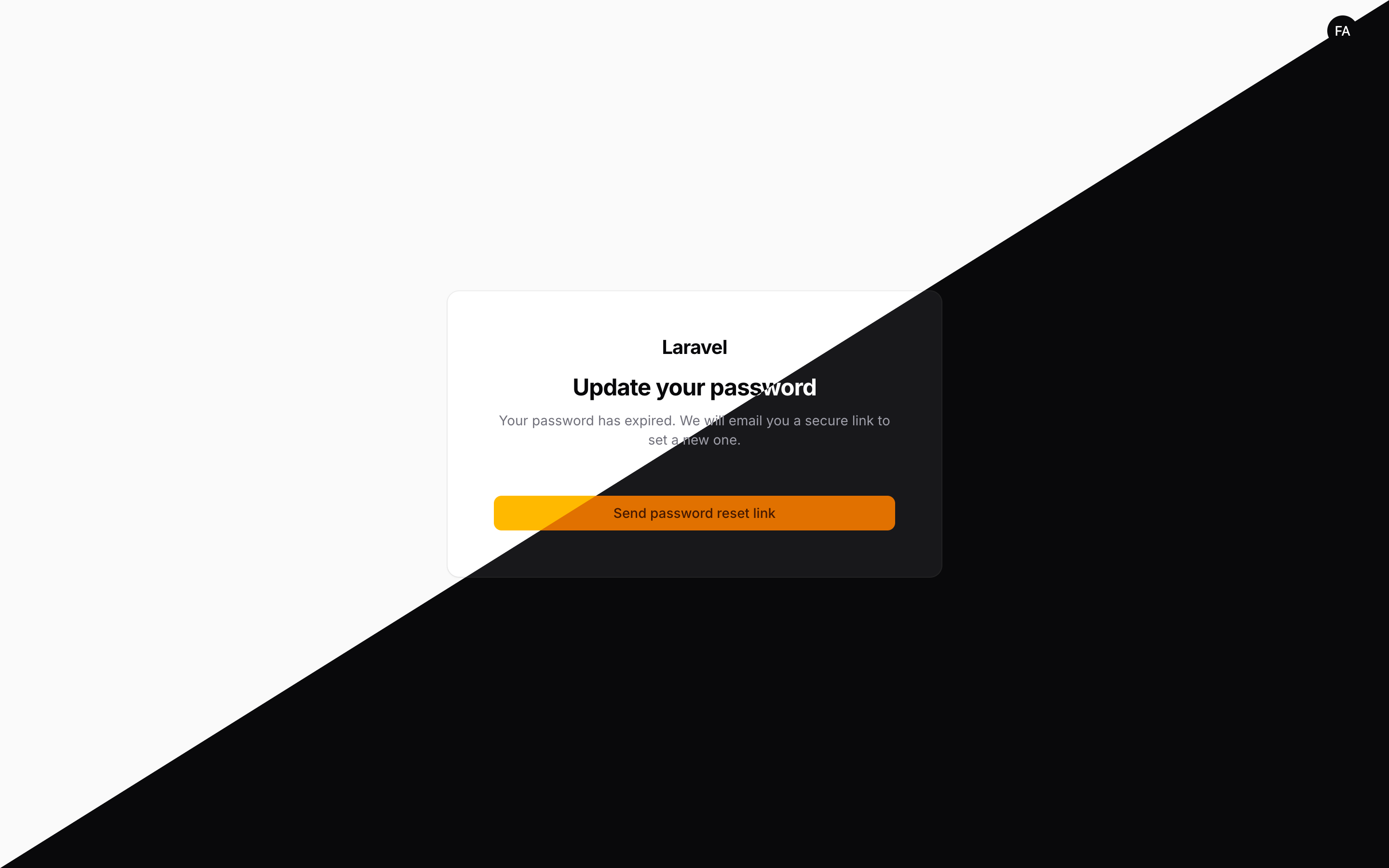 Reset-link action screen