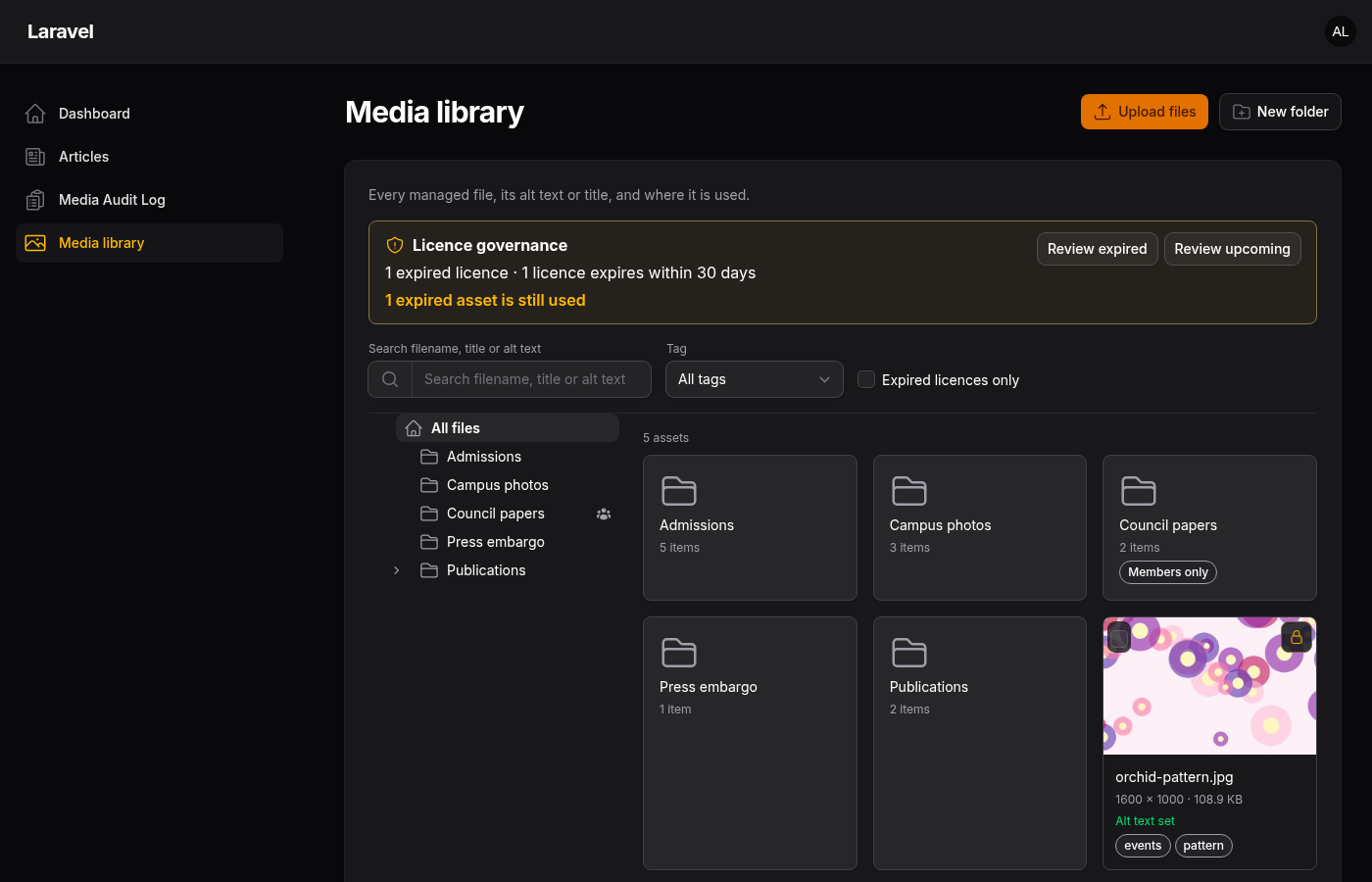 The library in dark mode