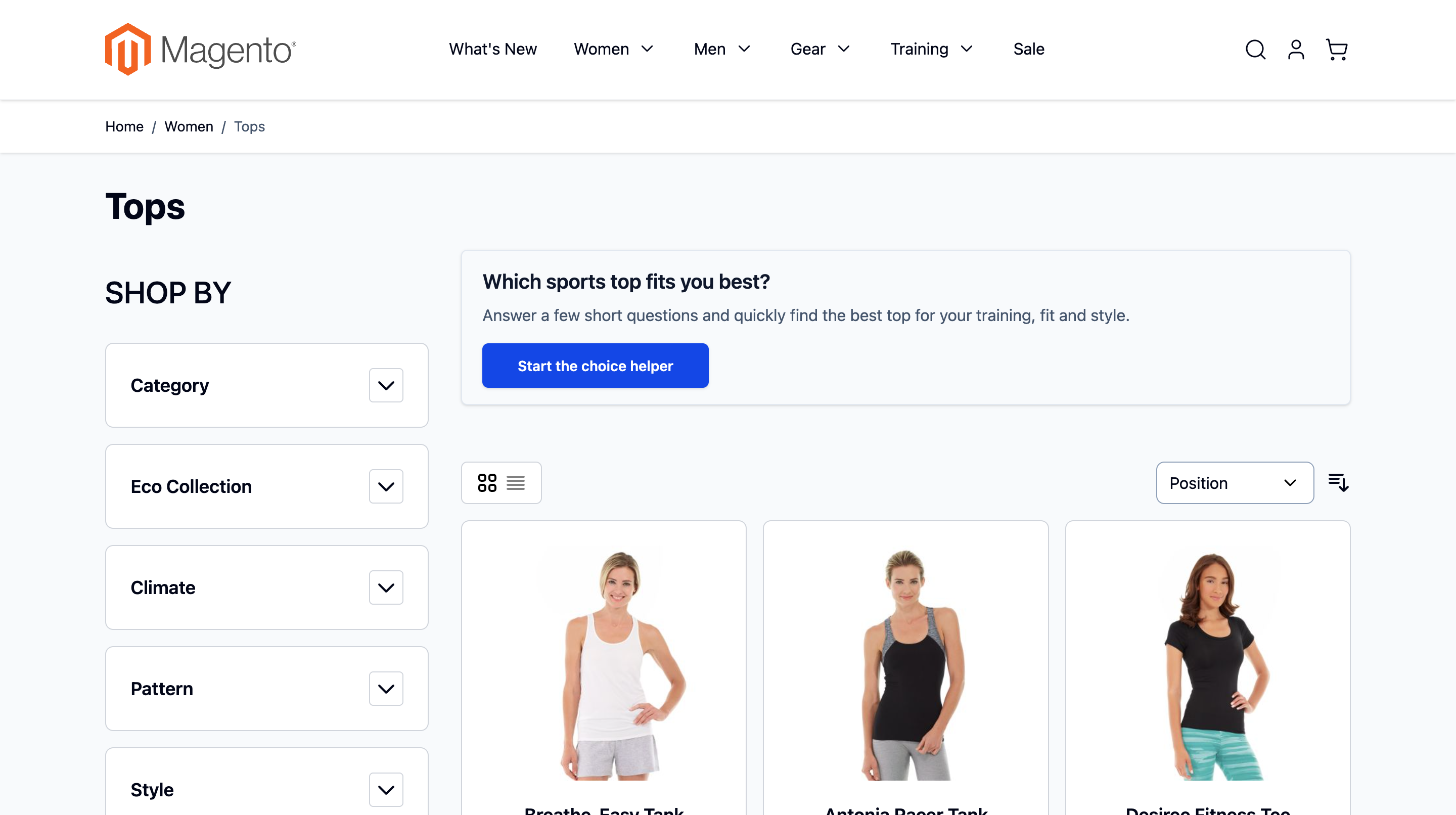 Category page widget