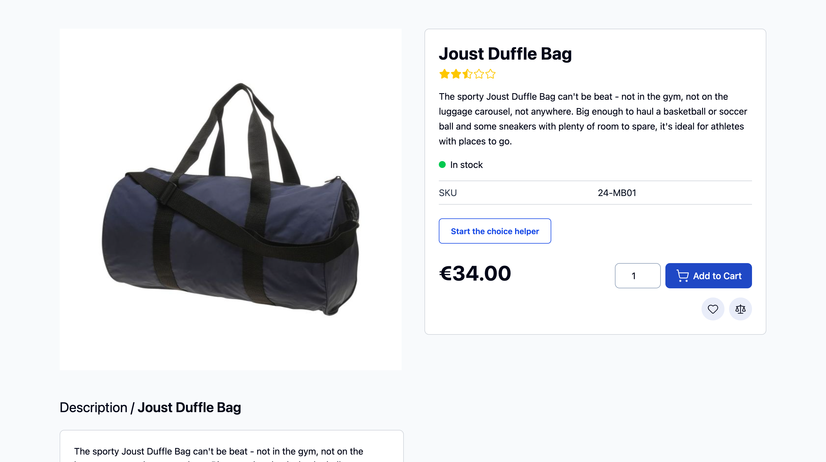 Product page widget