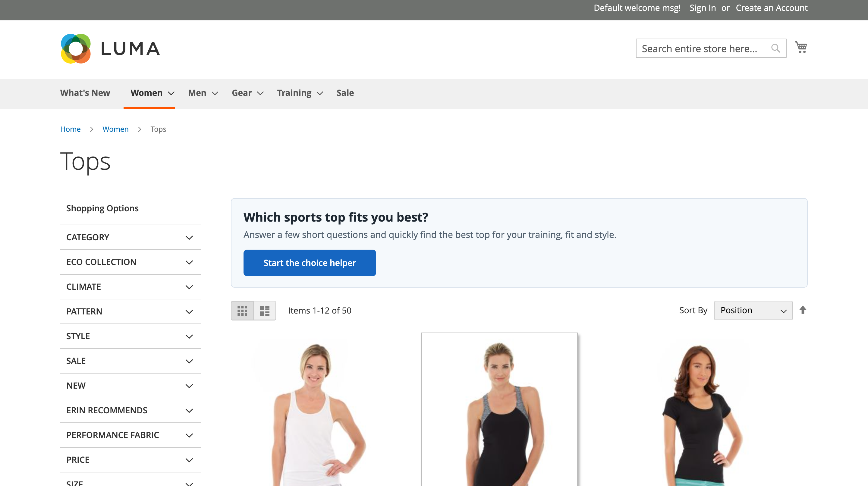 Category page widget