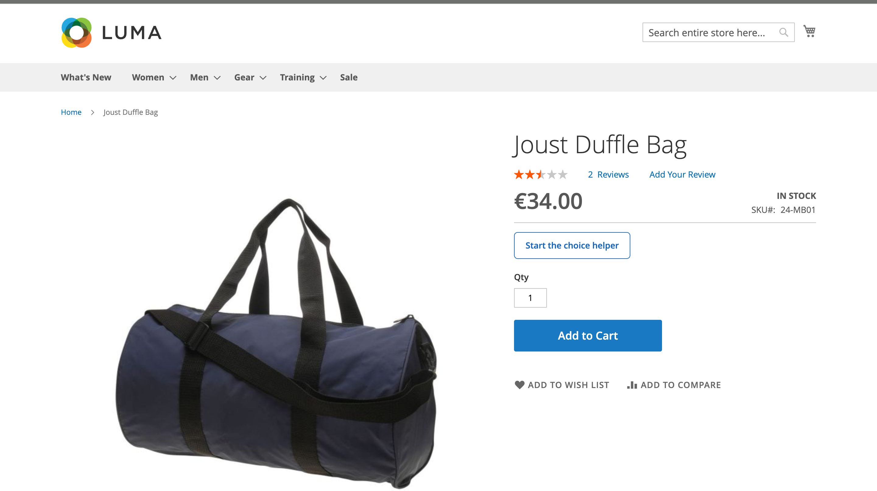 Product page widget