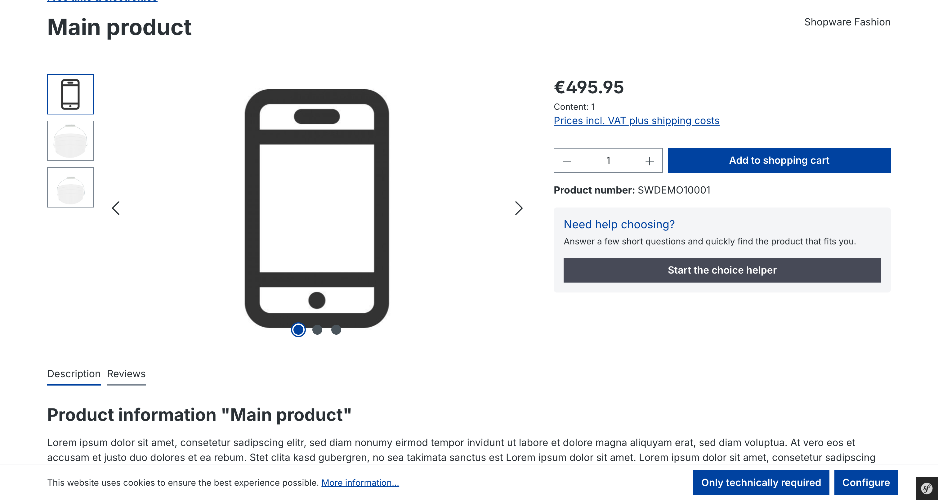 Product page widget