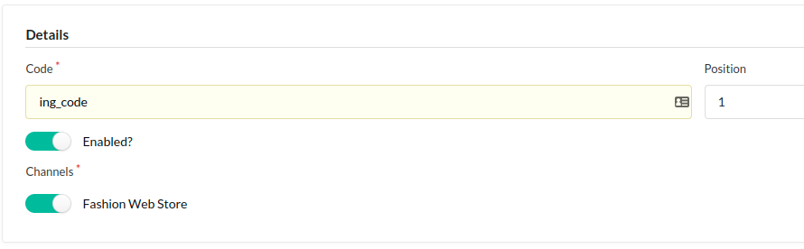 Screenshot showing payment method config in admin