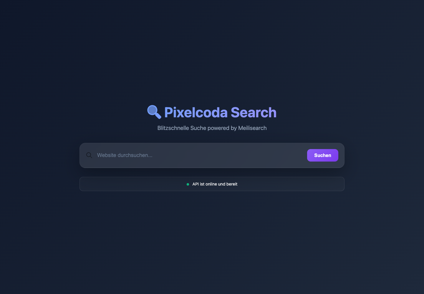 Pixelcoda Search frontend demo with accessible search field