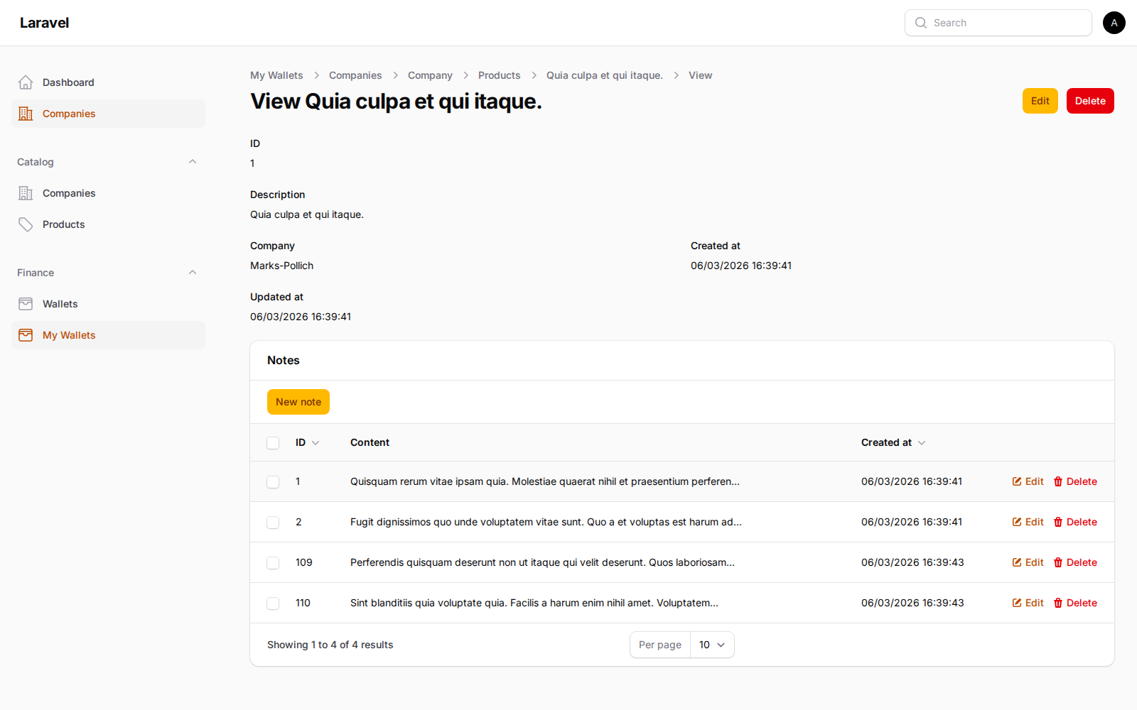 Deep nested product page
