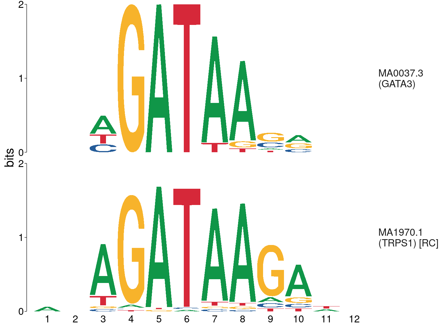 Comparison between GATA3 and TRPS1 motifs