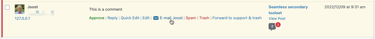The button to email all commenters
