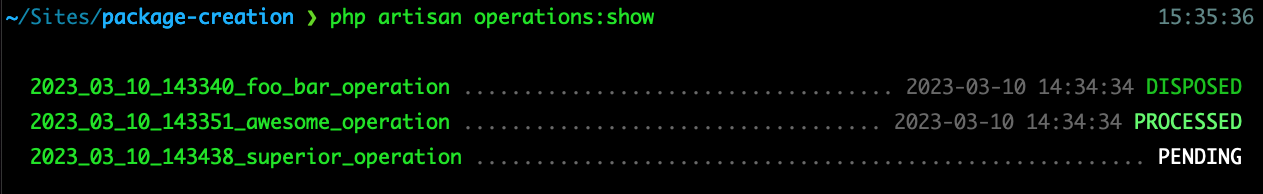 One-Time Operations for Laravel - Showing all operations