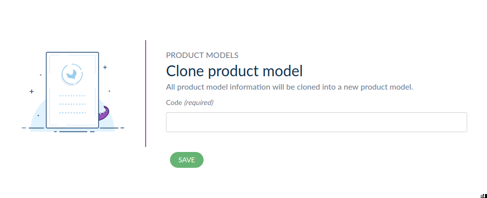 Product Model Clone Dialog Screen
