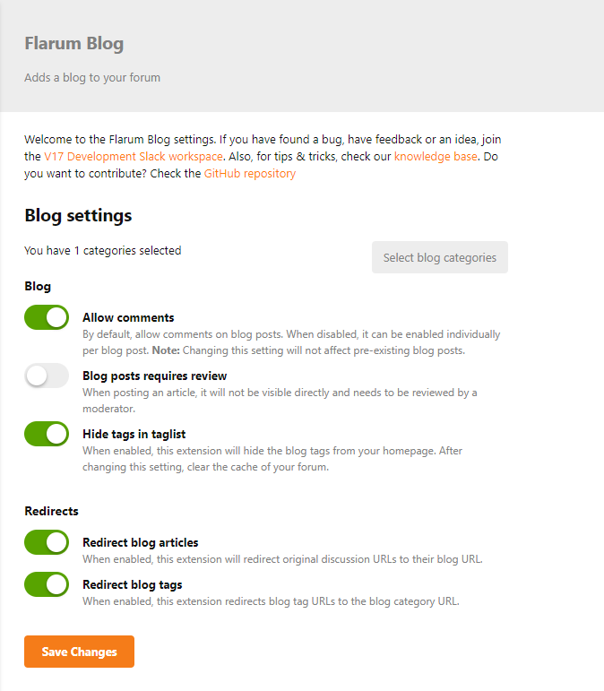 Admin settings