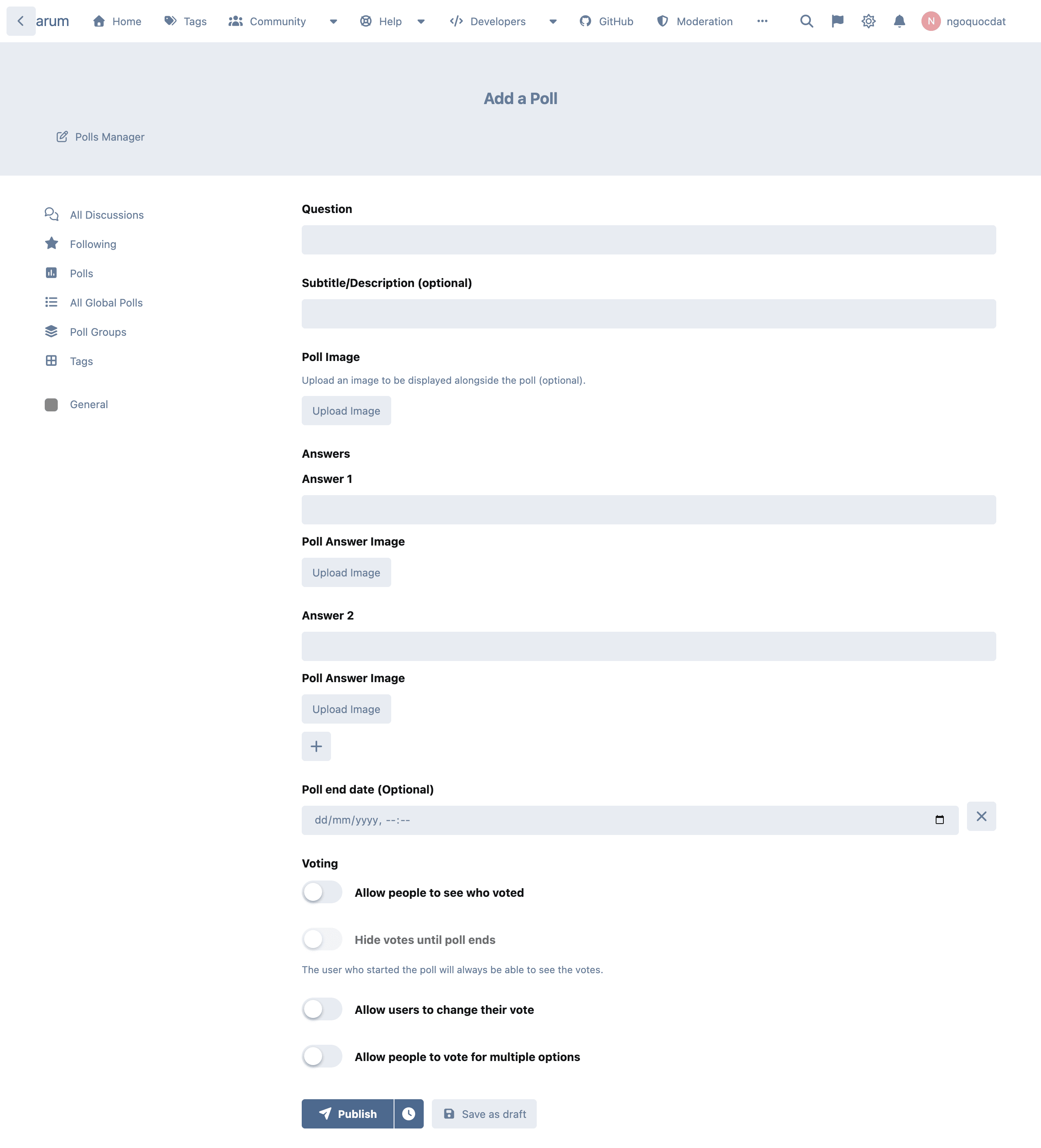 Creating a poll