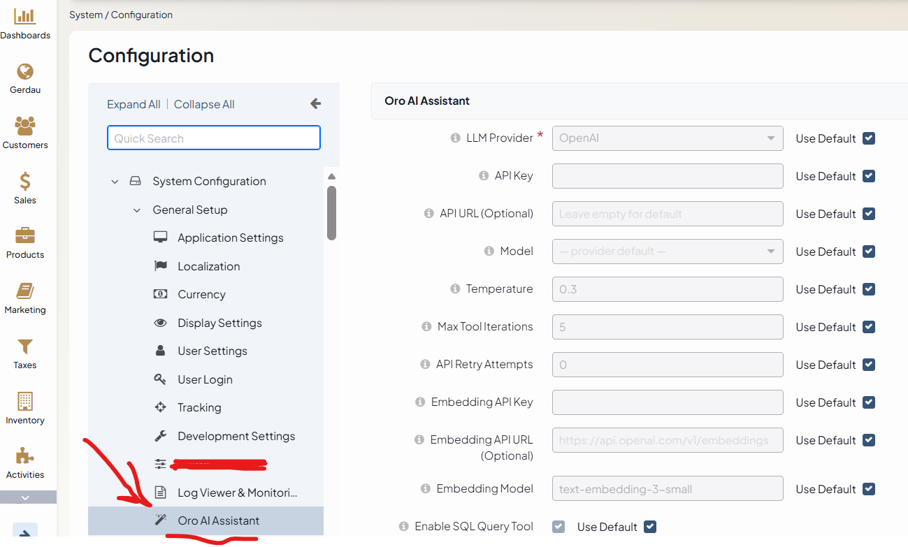 Oro AI Assistant — System Configuration
