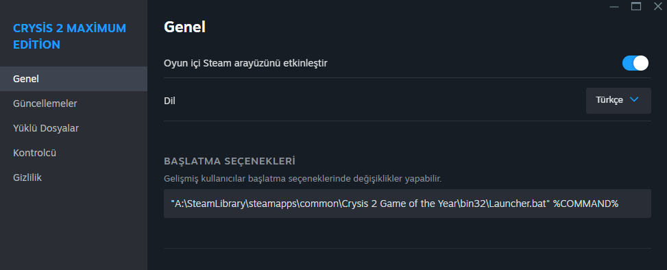 steam arayüzü