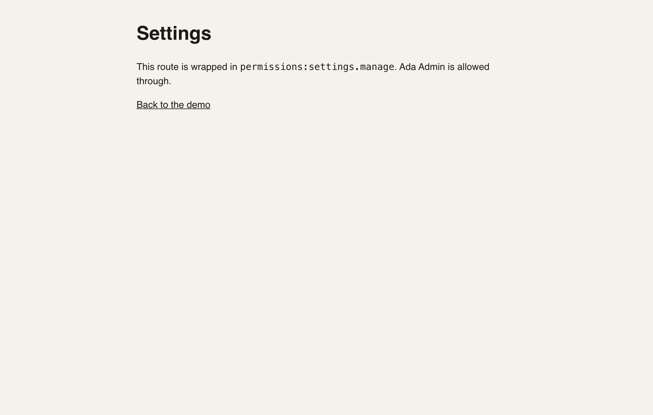 Settings page allowed for Ada