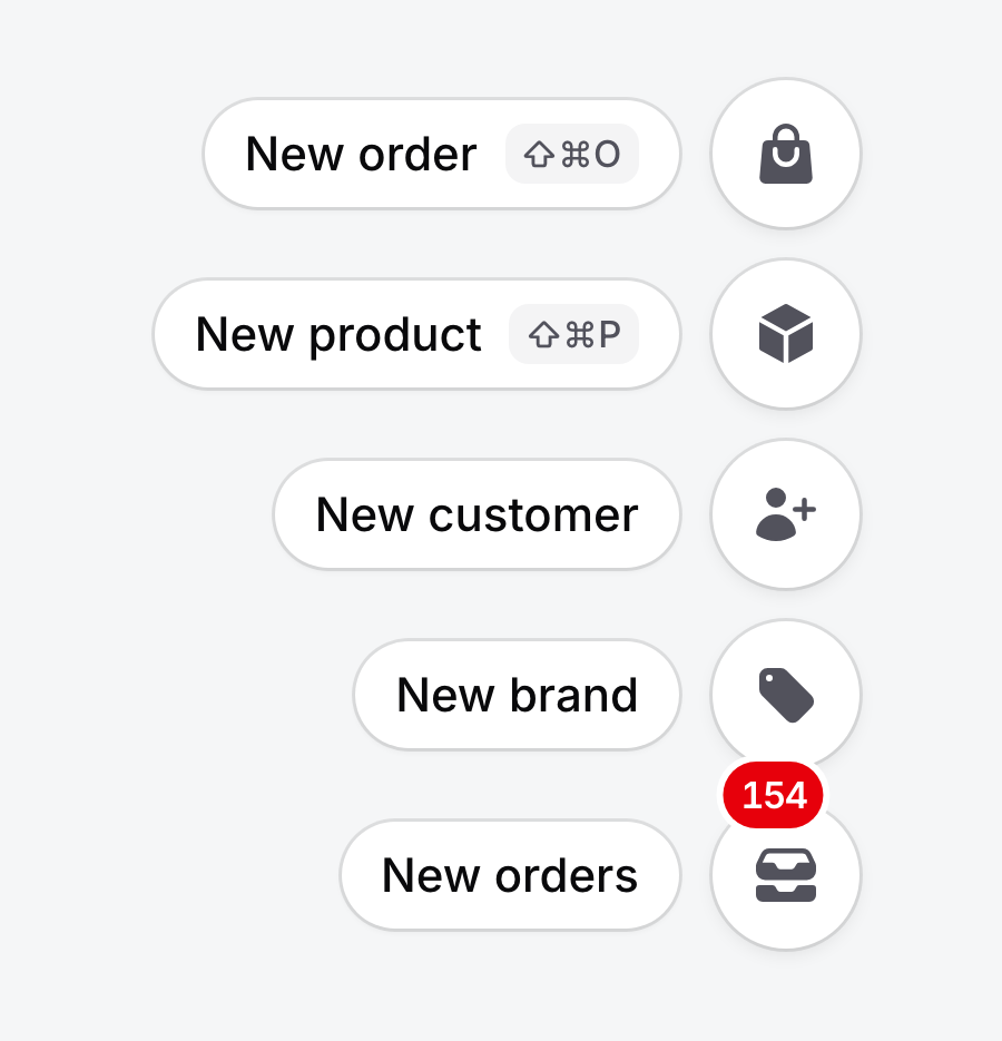 Badge and key binding hints next to dock items