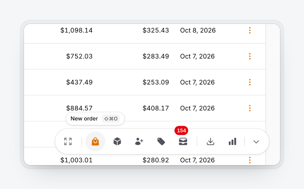The bar layout with a tooltip and key binding hint