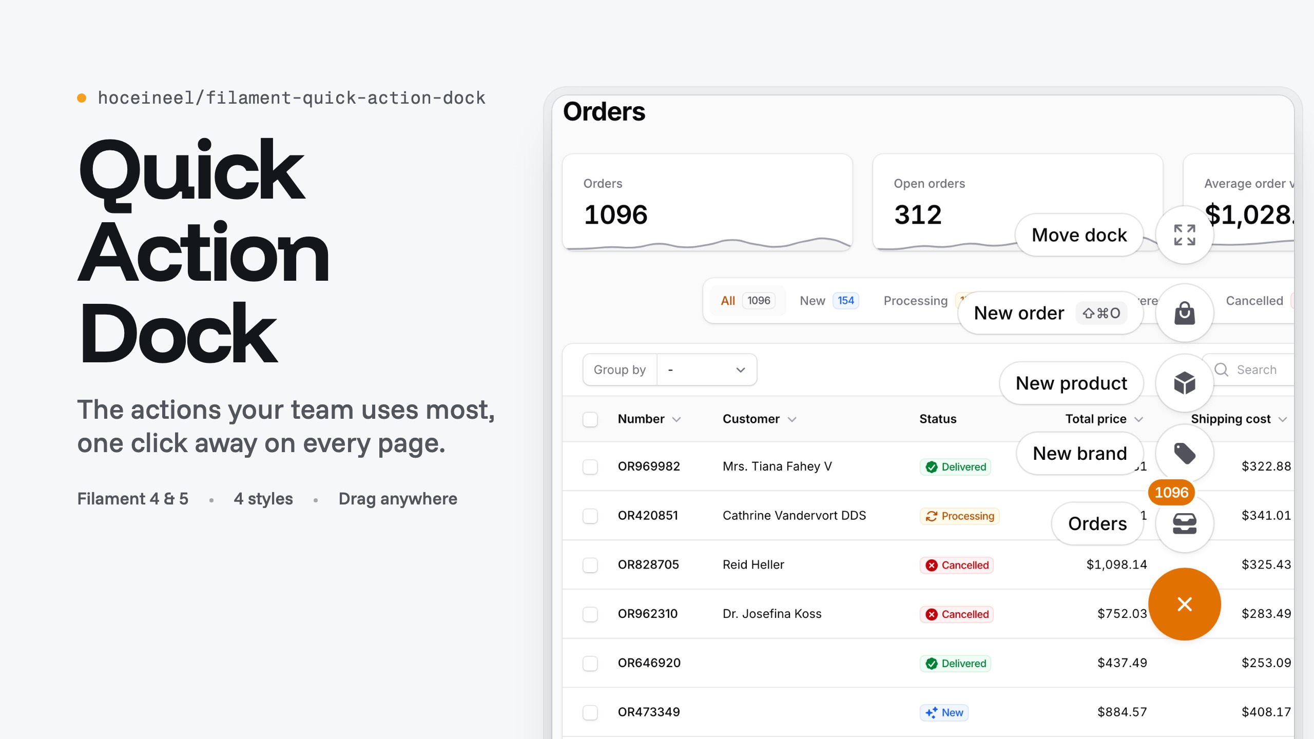Quick Action Dock