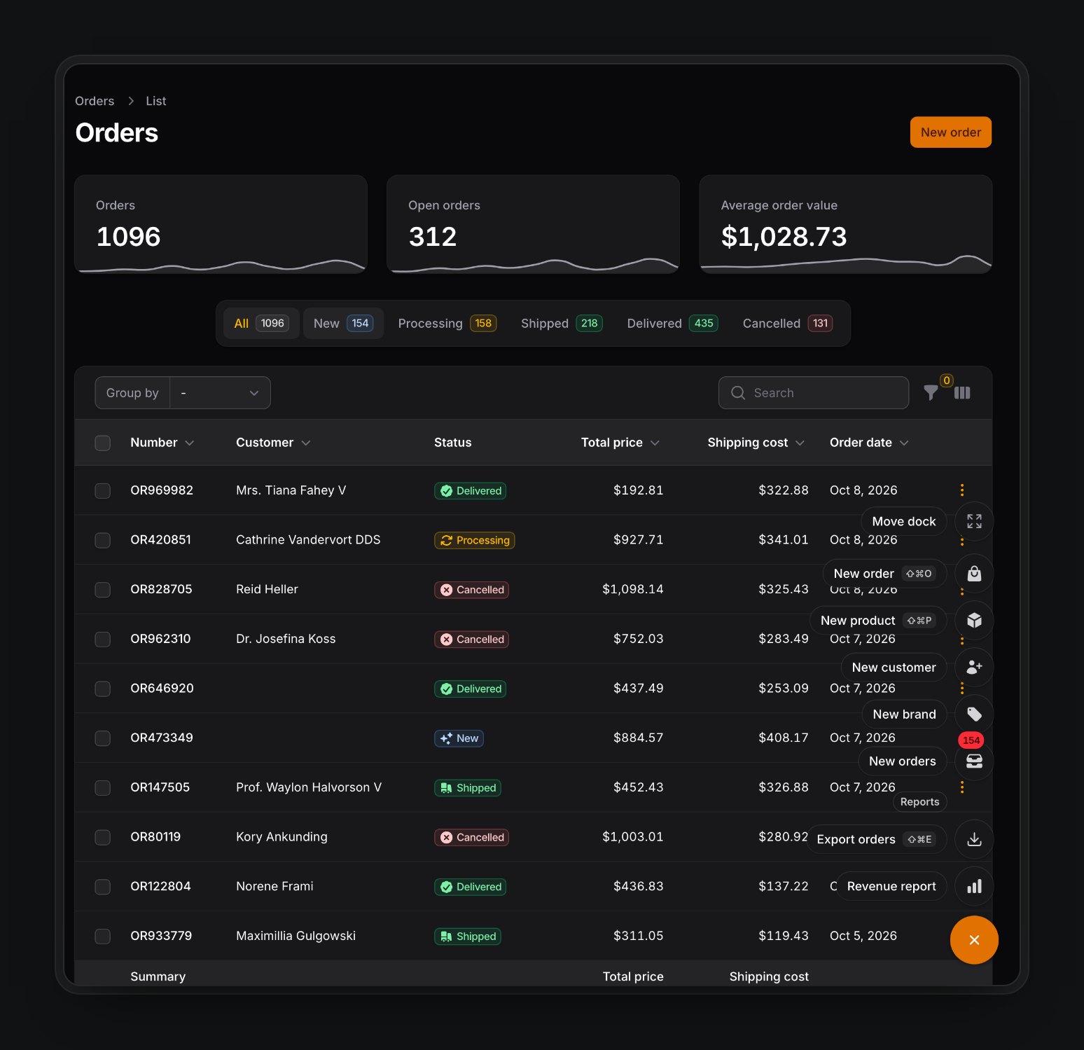 The dock in dark mode