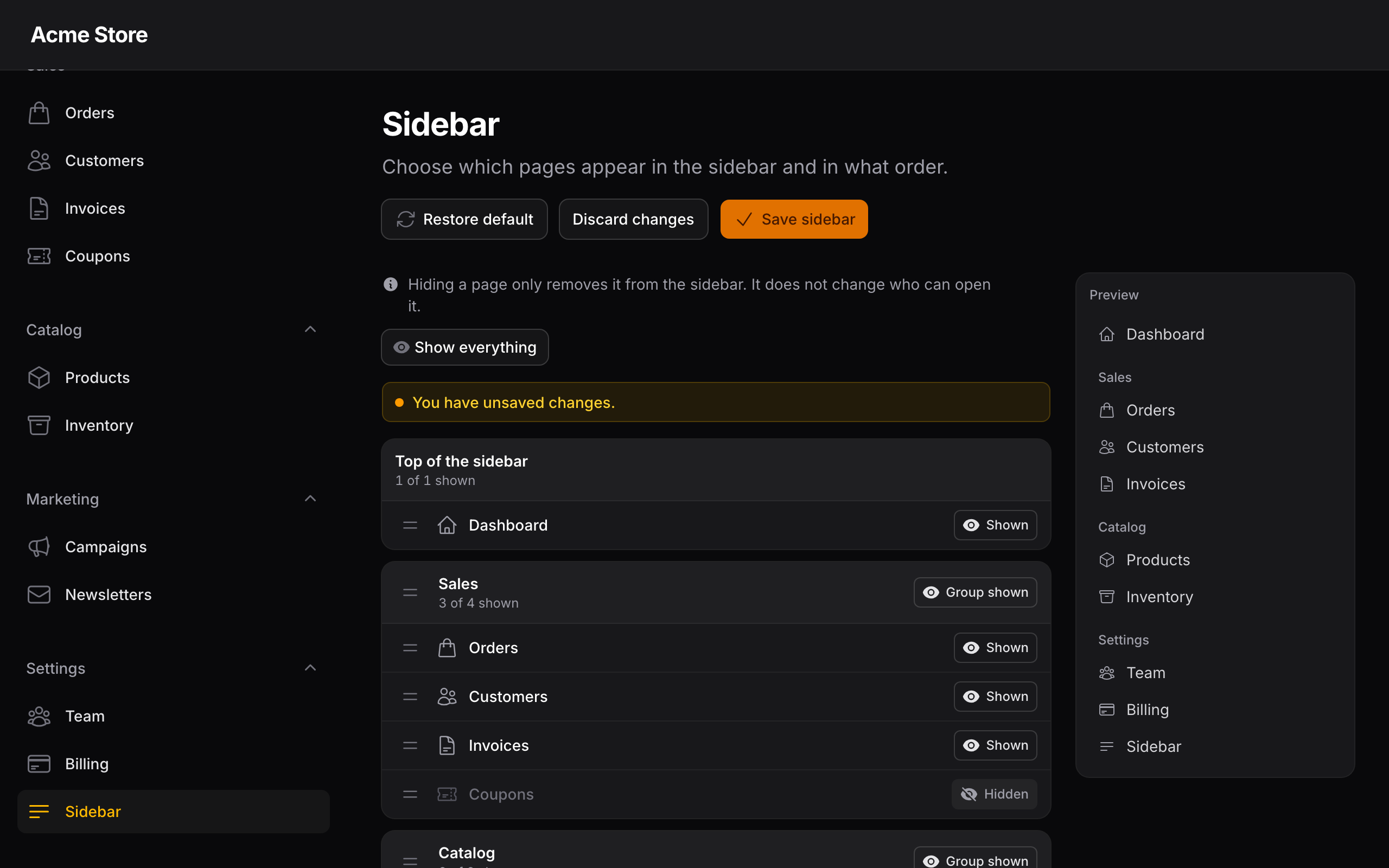 The editor in dark mode