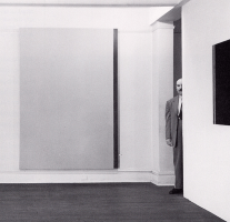 Barnett Newman at Betty Parsons gallery | photo by Hans Namuth