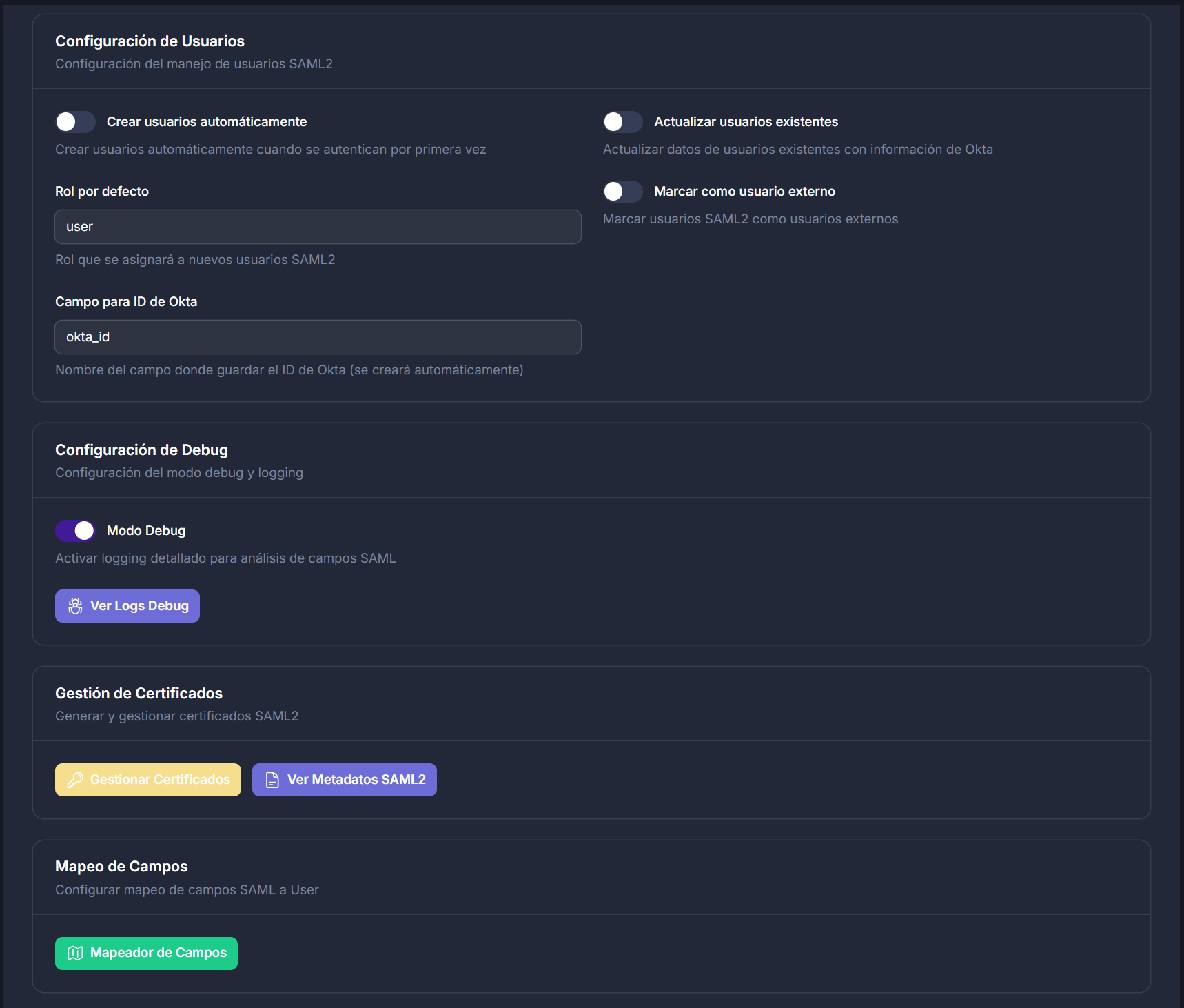Configuración Principal SAML2