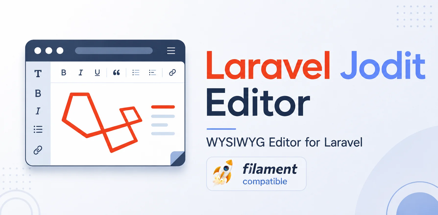 Laravel Jodit - A WYSIWYG editor package that works seamlessly in plain Blade templates, Blade view components, Livewire components and Filament forms