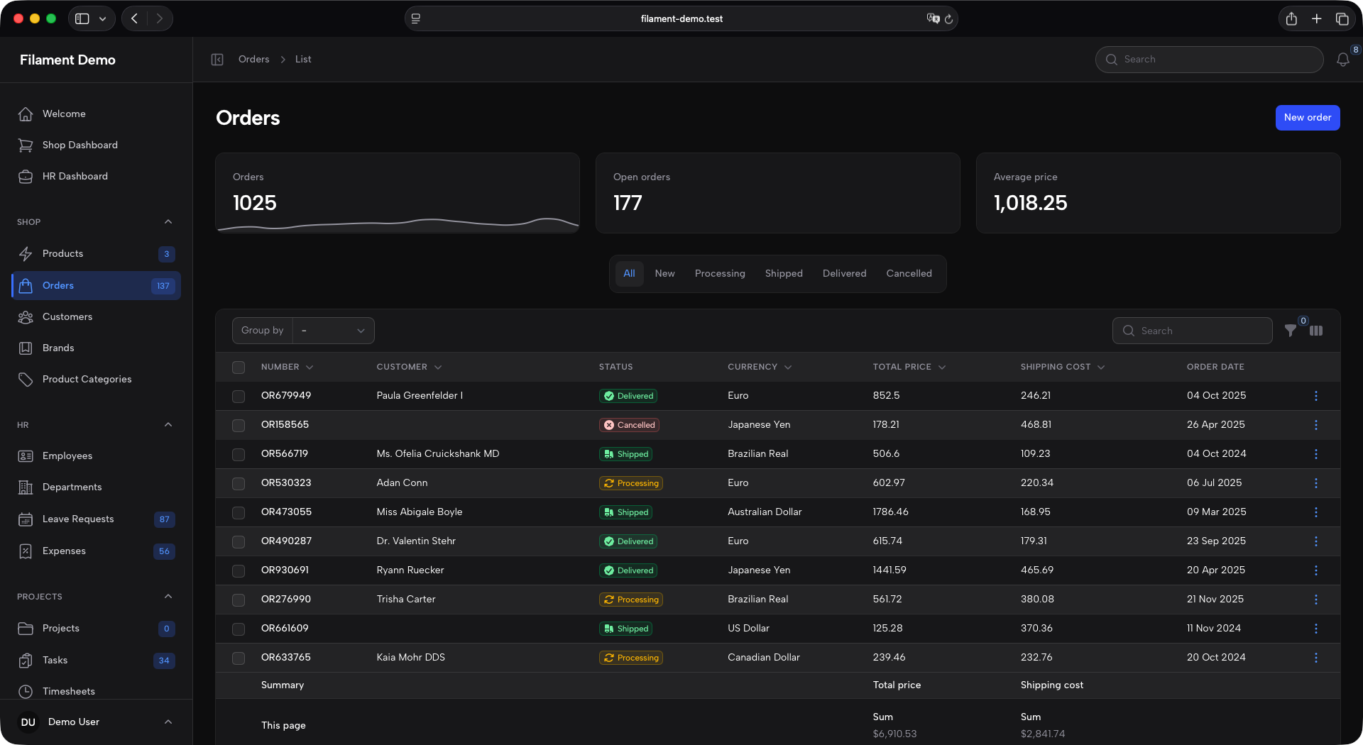 Neutral sidebar, expanded, dark mode