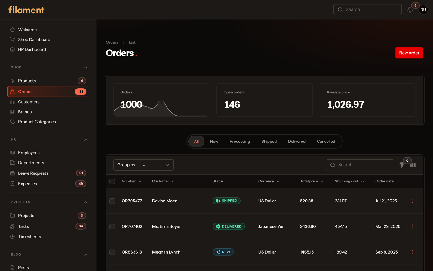 Laravel palette, dark mode