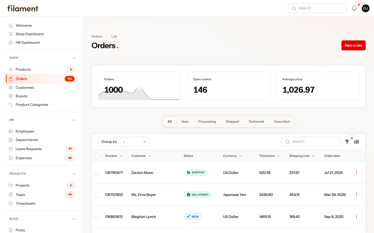 Laravel palette, light mode