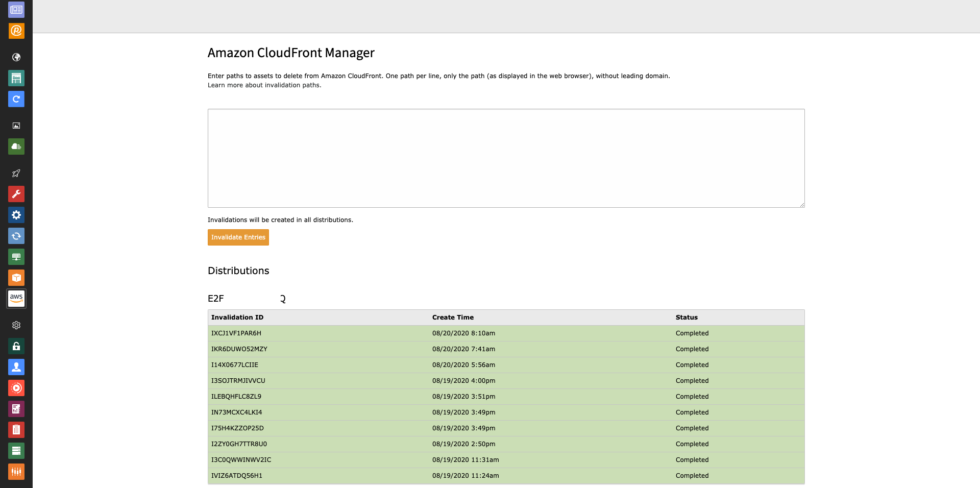 Backend view of the AWS Tools module