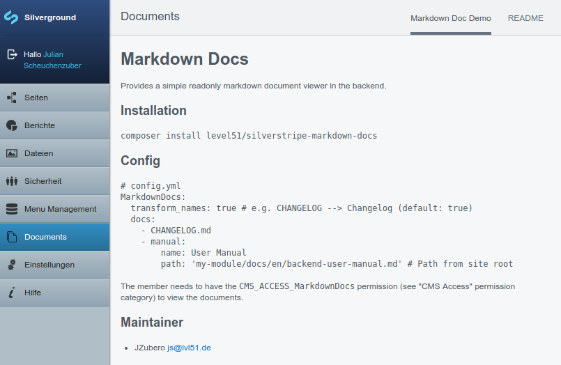 Markdown Docs Demp Screenshot
