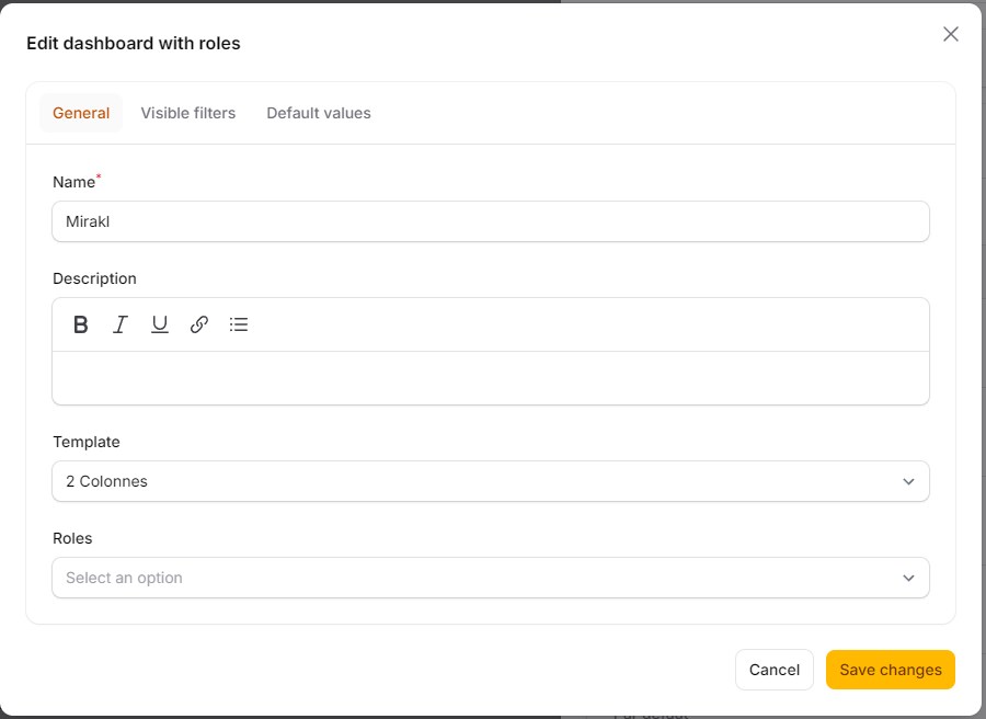 Edit Dashboard - General
