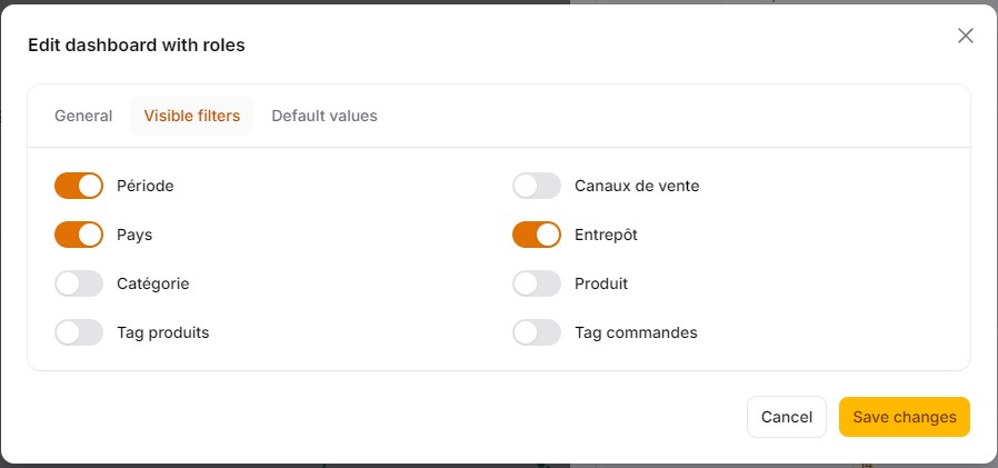 Edit Dashboard - Visible Filters