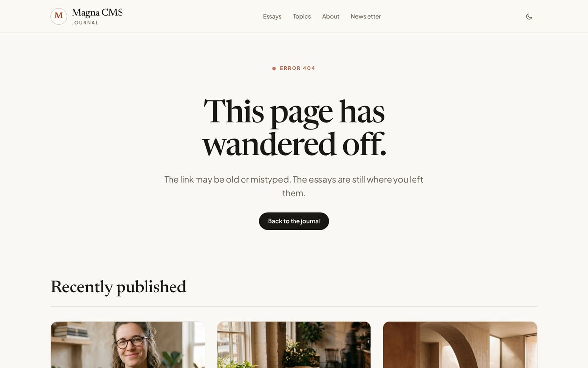 404 page from the starter kit