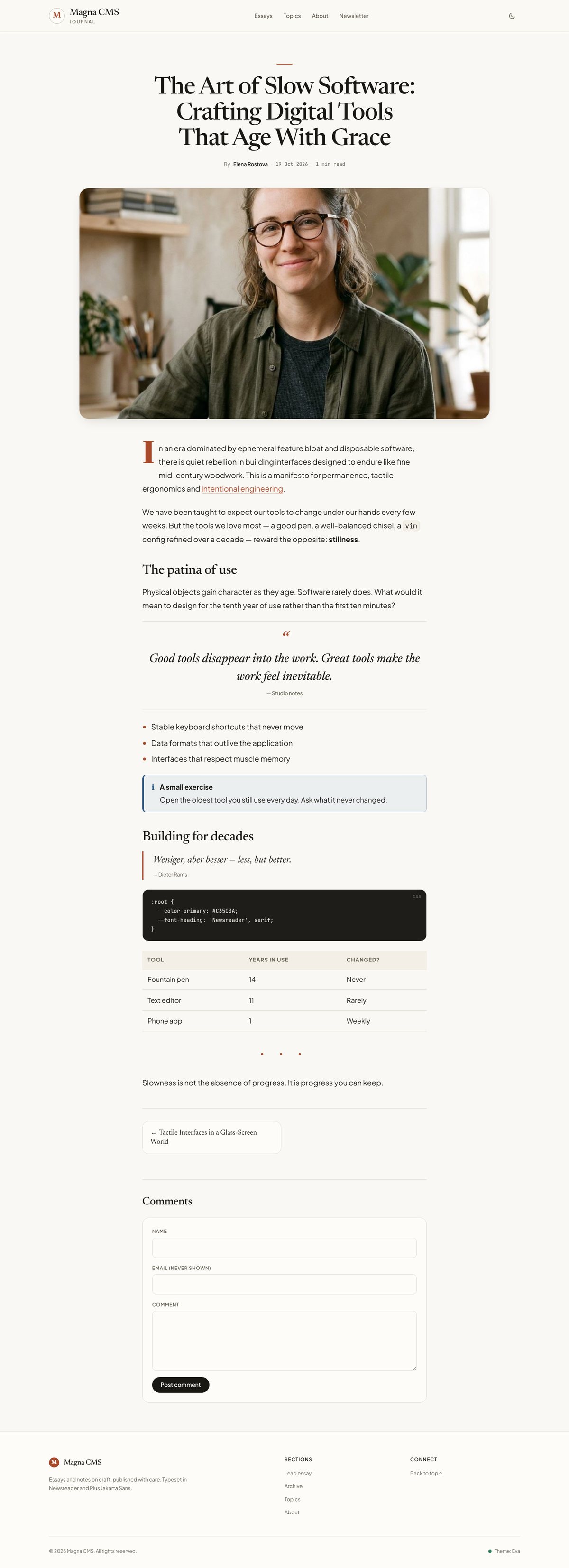 A Magna Blog post rendered by Eva
