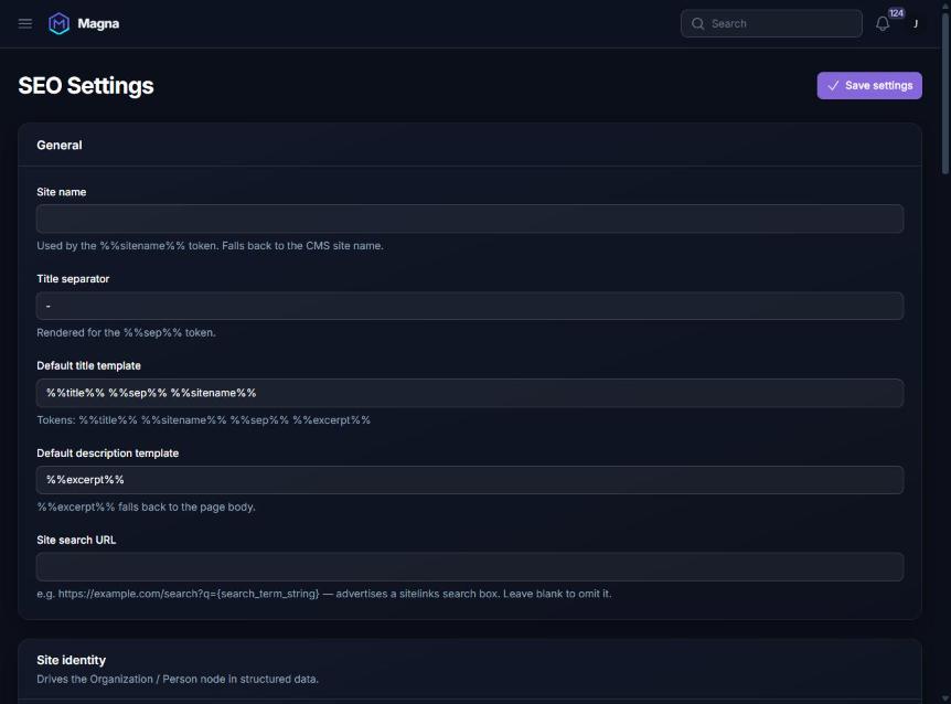 SEO settings