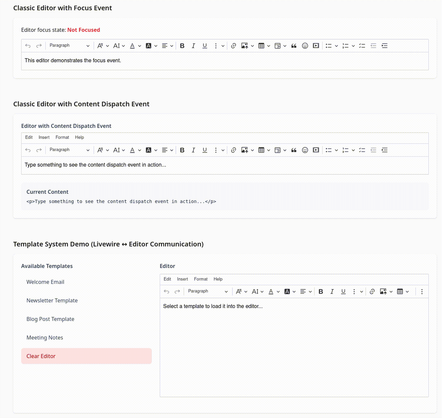 CKEditor 5 Livewire Sync demo