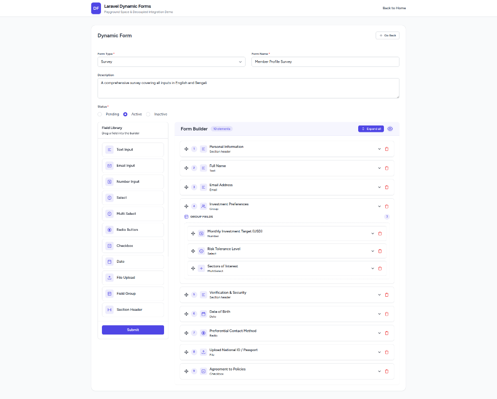 Form Builder Interface