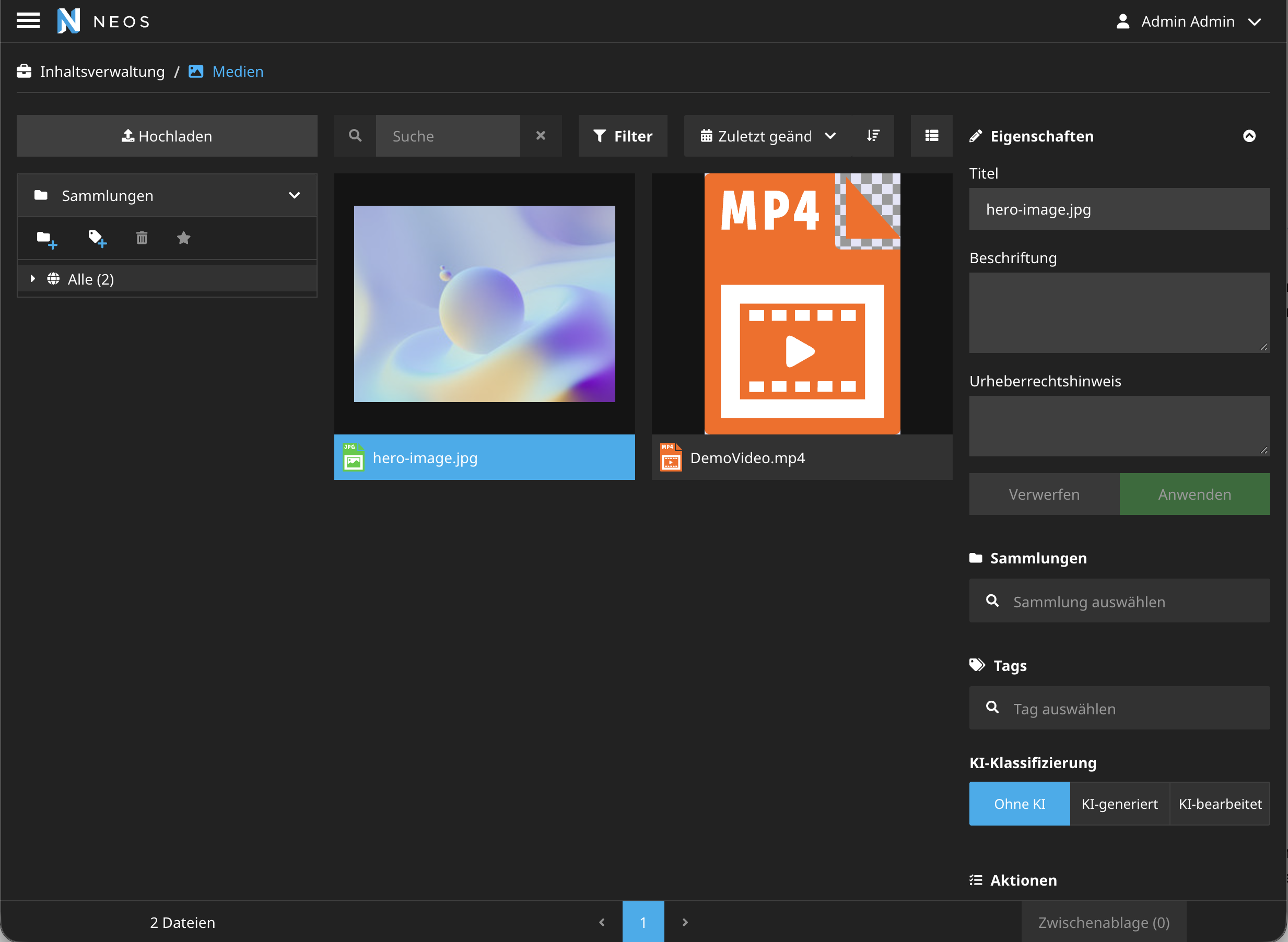 AI classification selector