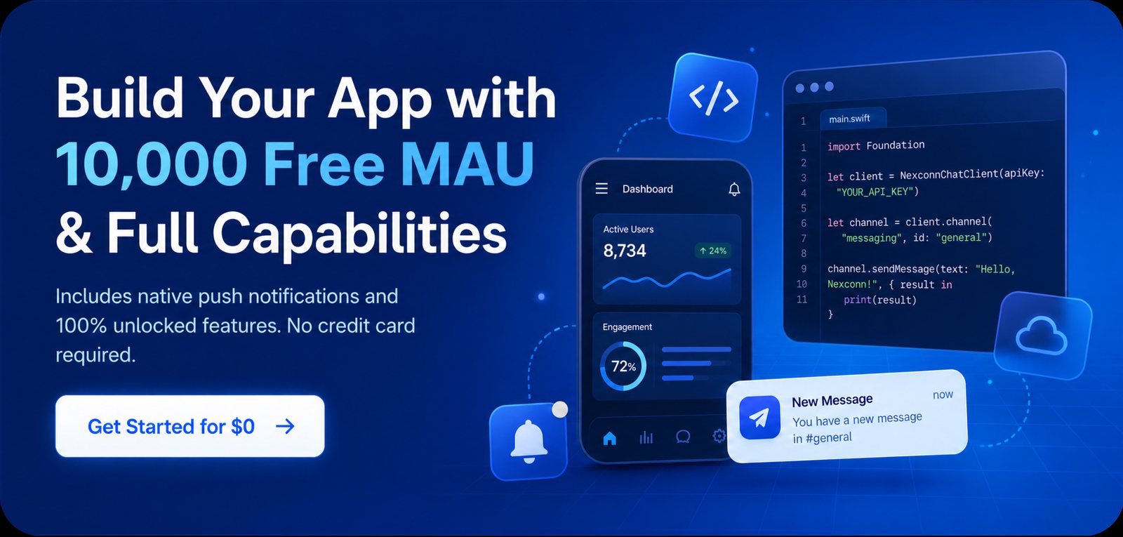 Build your app with 10,000 free MAU and full Chat Pro capabilities