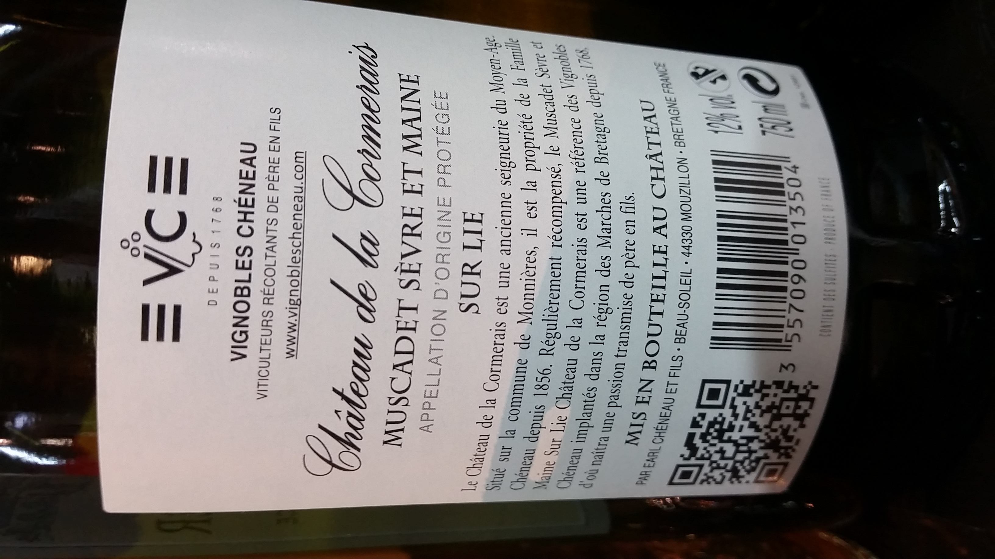a bottle of wine's label