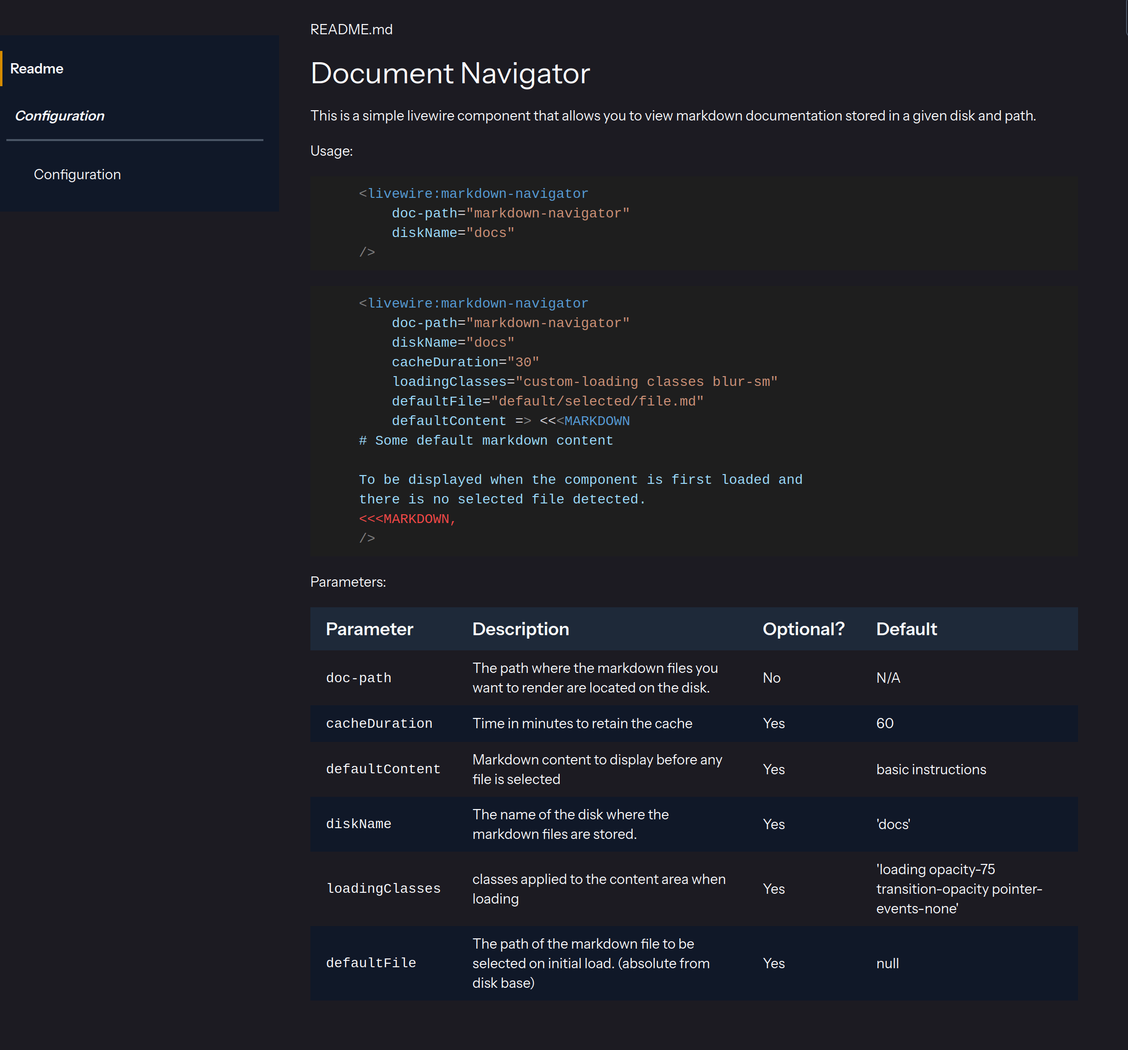 Markdown Navigator Screenshot (Dark mode)
